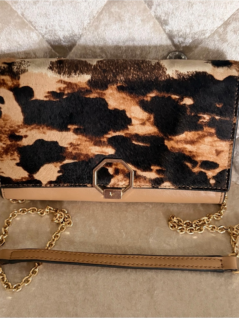 Louise et Cie Leopard-Print Clutch in Tan, Black and Brown